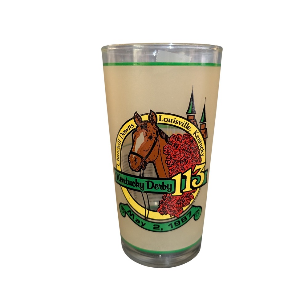 Vintage 1987 Kentucky Derby 113 Churchill Downs Frosted Mint Julep Glass